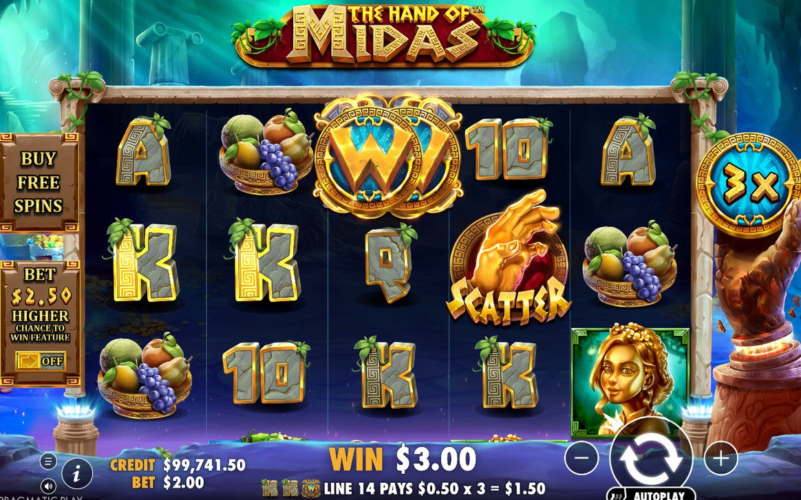 Win summed across several paylines on one spin