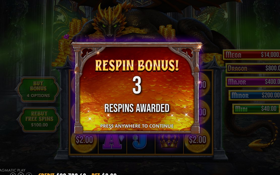 Respin Bonus grid with MONEY symbols held in place